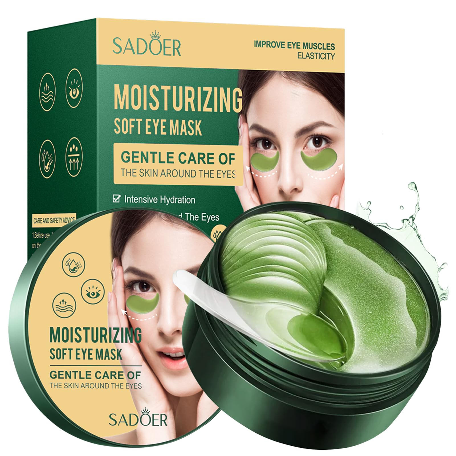 LustwietaUnder Eye Gel Patches - 30 Pairs Green Tea eye patches for adults Collagen Eye Patches forfor Reduce Dark Circles, Puffy Eyes, Under Eye Masks Removal and Anti Wrinkle, Hydrating, Skincare