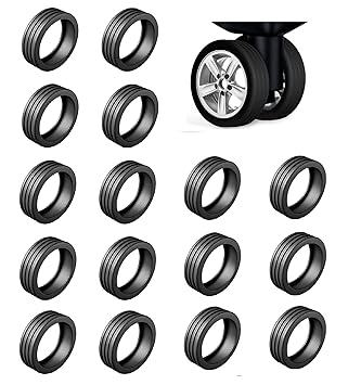 FABWAY 16Pcs Luggage Wheel Covers - Protector Covers for Most Luggage Wheels (BLACK)