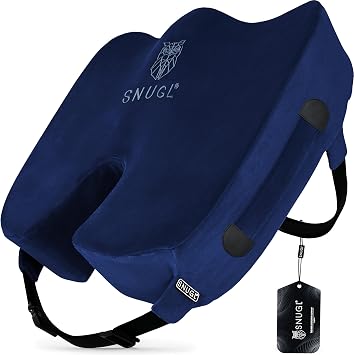 SNUGL Coccyx Seat Cushion   Orthopedic Memory Foam Pillow for Desk Chair, Gaming, Wheelchair, Car Seat, Postpartum & Pregnancy, Hemorrhoids Treatment, Ergonomic Office Chair Back Support