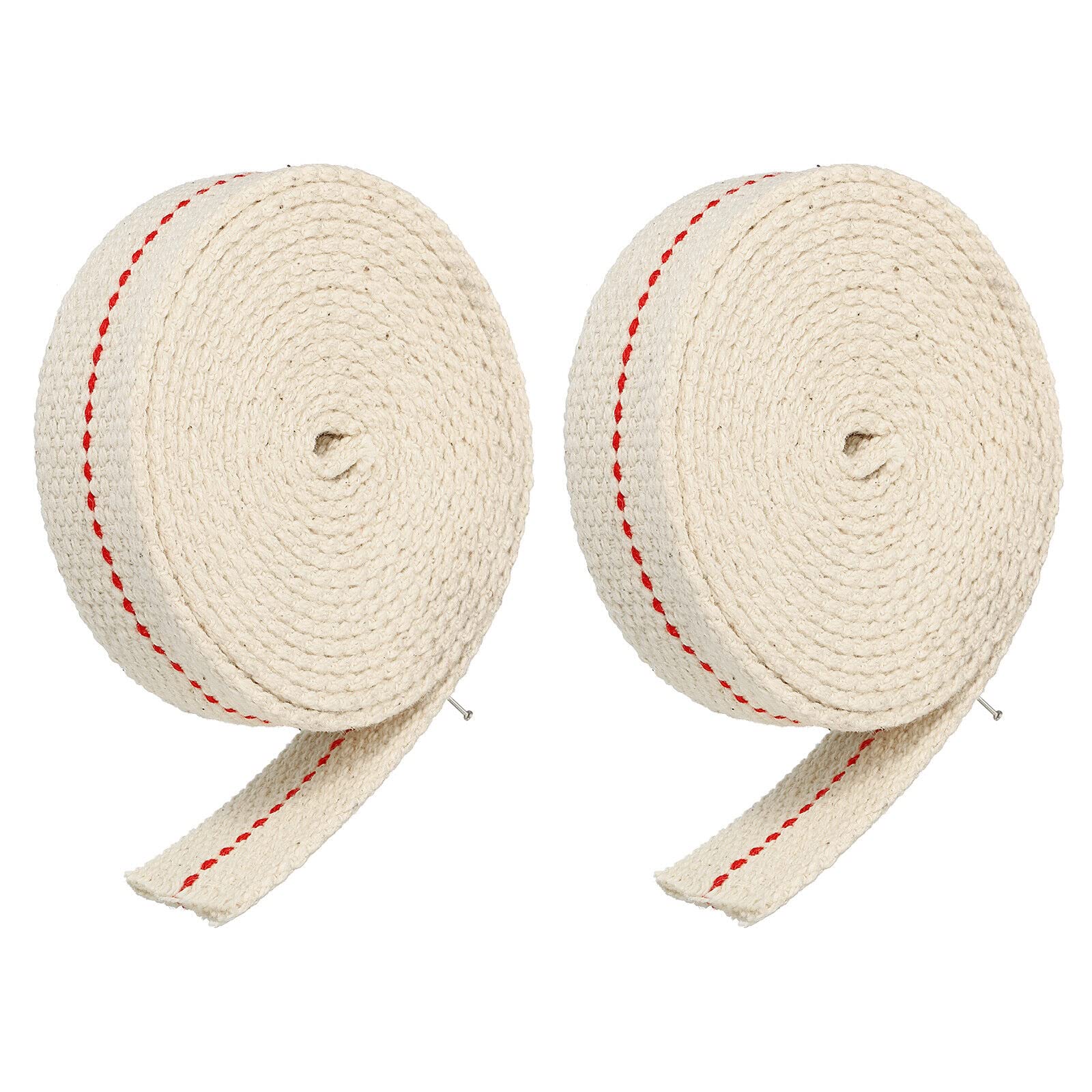 Tool parts Cotton Oil Lamp Wick 3/4 Inch Flat Wide 2 Meter/6.5Ft Long Red Stitch - 2 Roll