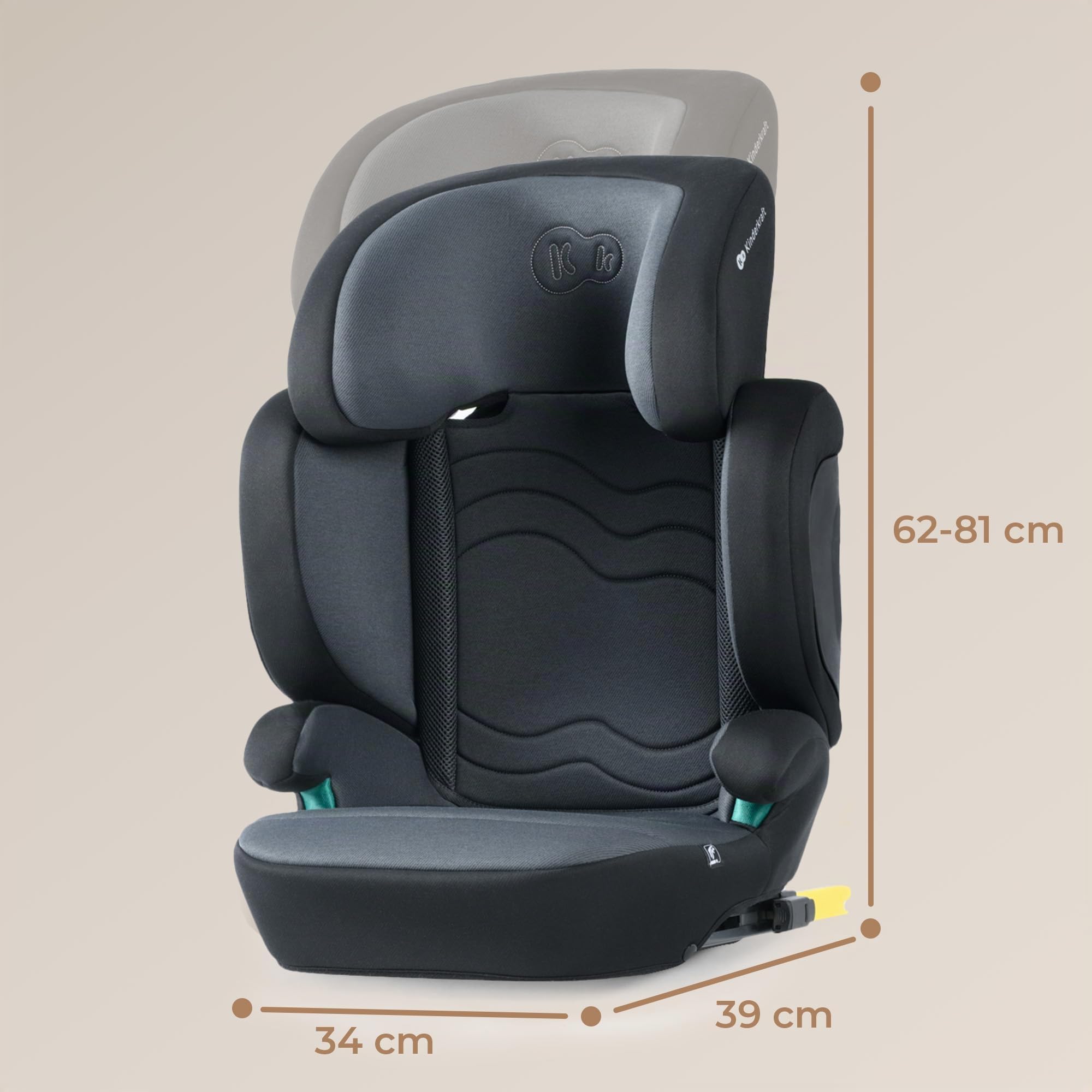 Kinderkraft XPAND2 I-Size, Silla de Coche Grupo 2/3, Reforzada, de 15 a 36 Kg, Negro