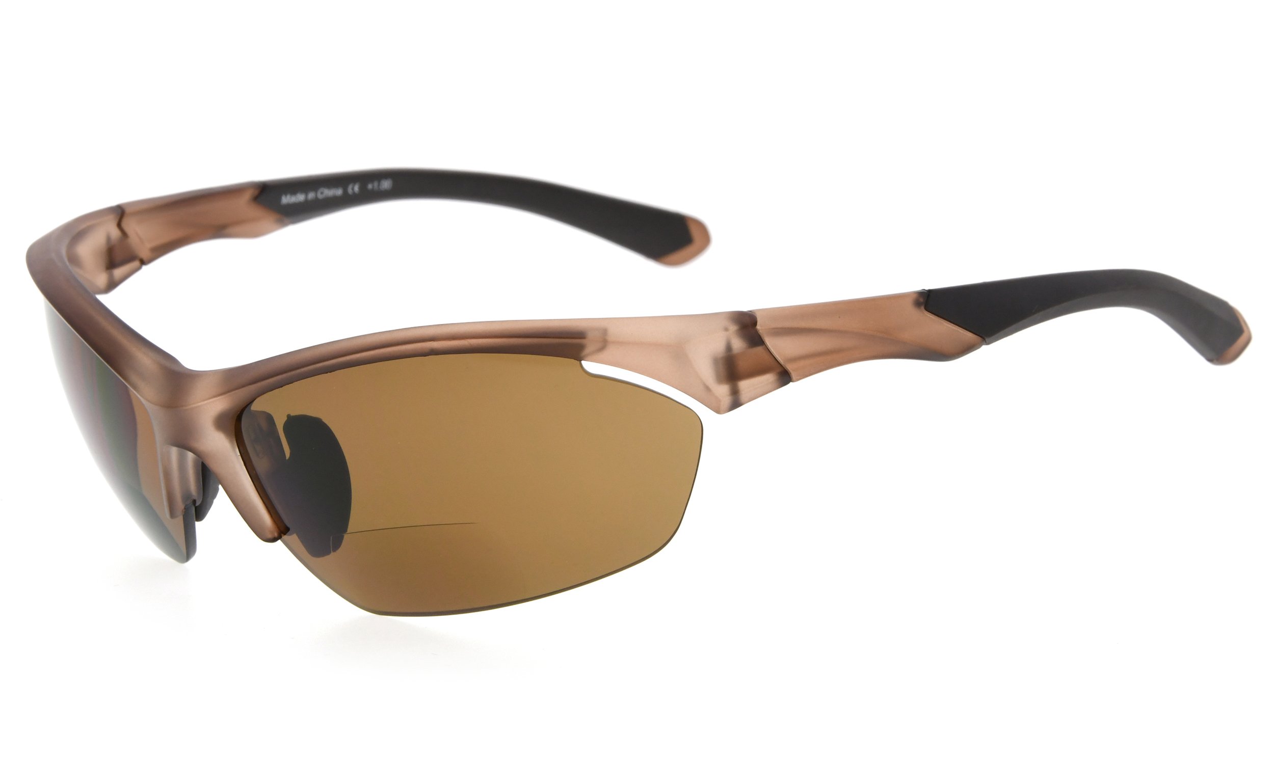 Eyekepper TR90 Sports Bifocal Sunglasses Baseball Running Fishing Driving Golf Softball Hiking Half-Rimless Reading Glasses (Matte Brown, 1.25) โ image 1