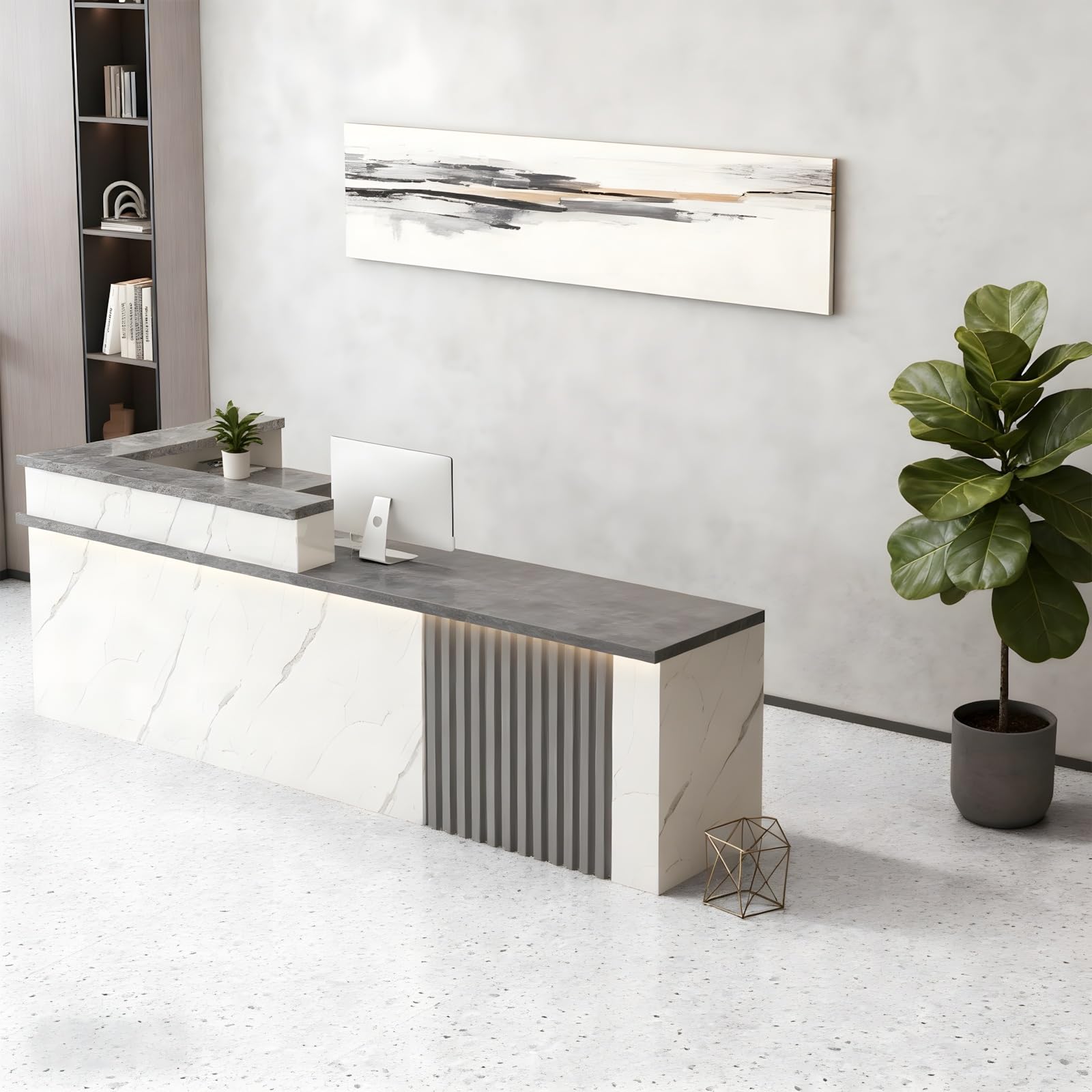 Reception desk per uffici Retail Ristoranti & Centri Commerciali Postazione di lavoro moderna Reception Mobili eleganti per spazi commerciali Servizio clienti e interazione con gli ospiti.