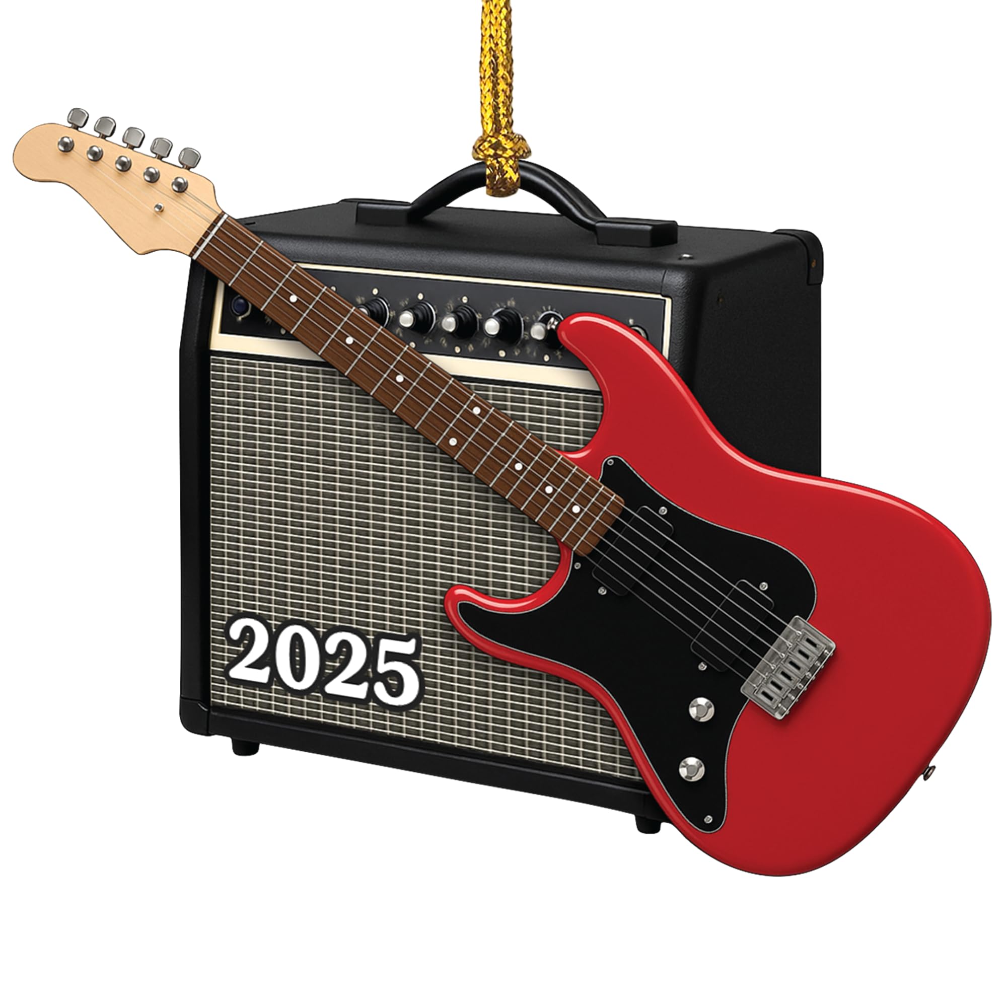 Sapin de Noël rock : déco guitare électrique rouge pour guitariste