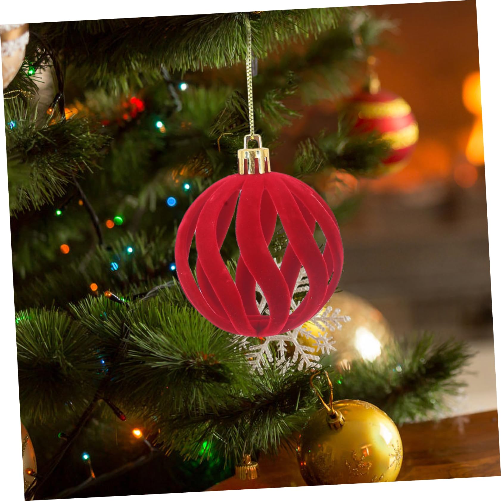 30 STK Christbaumschmuck Kugeln Beflockte Christbaumkugel Weihnachtsbaum-anhänger Schneeflockenkugeln Weihnachtsfeier Anhänger Urlaub Baumkugel Plastik Rot
