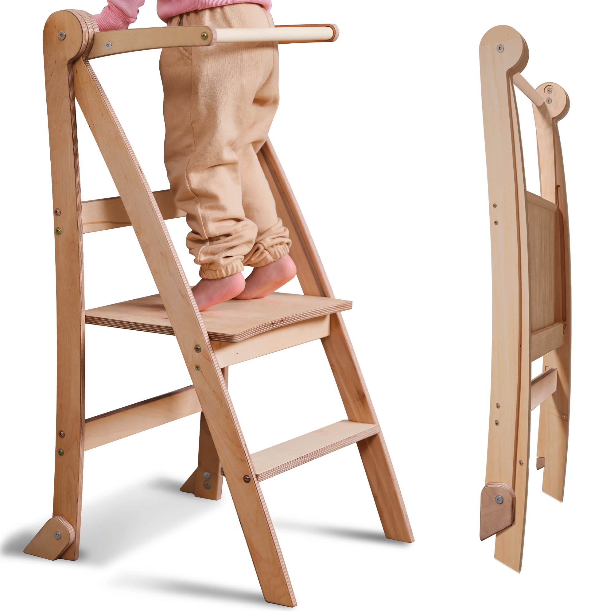 Wooden Montessori Learning Tower Space Saving Foldable Learning