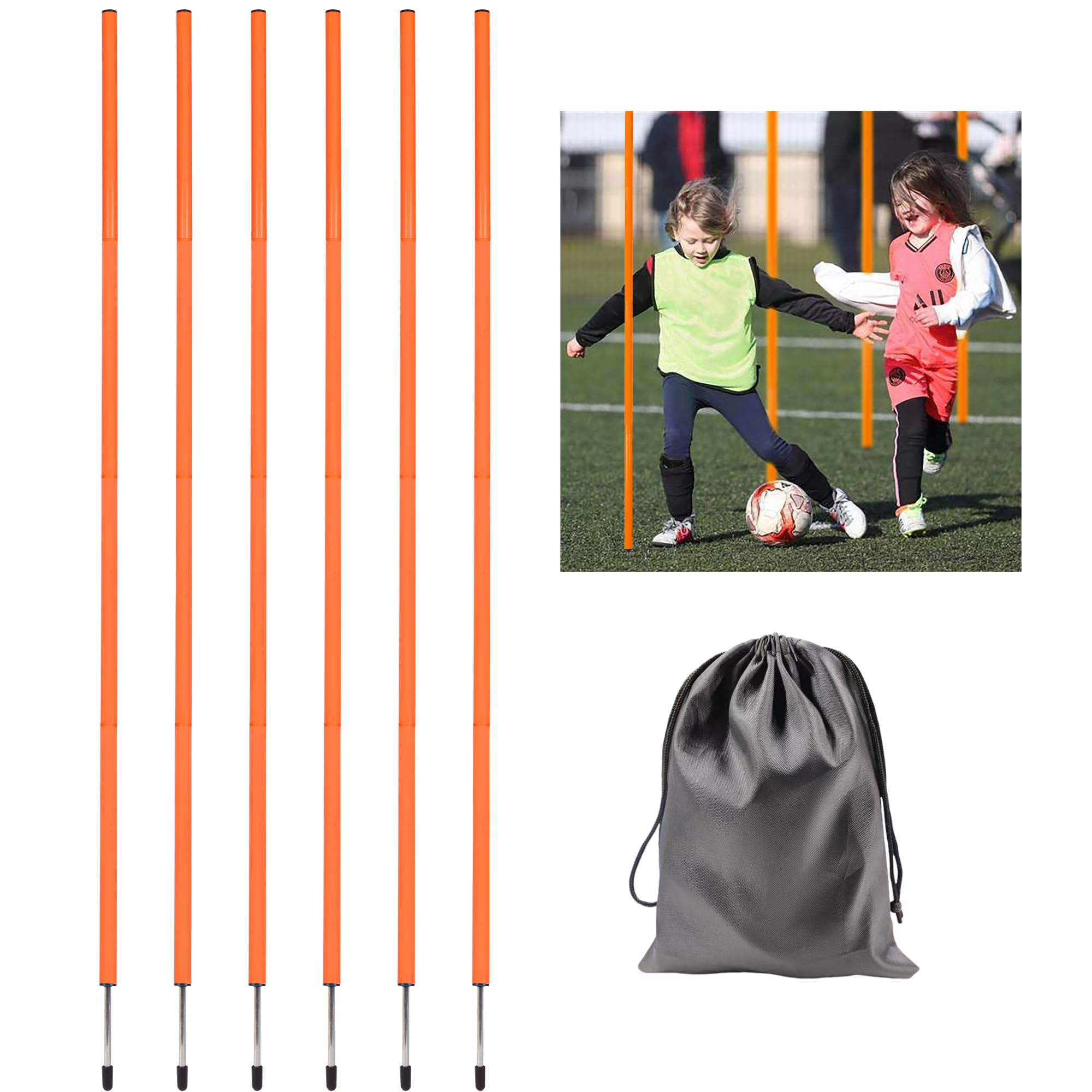 Nbguigdstr 6 Pcs 5FT Adjustable Agility Training Poles - speed and agility training | Mubboo