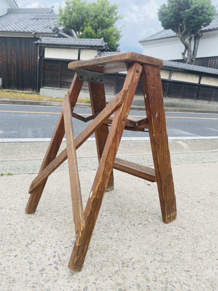 ヴィンテージ木製折りたたみ脚立 ヴィンテージ木製折りたたみ脚立
