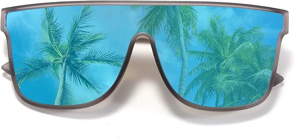 MALIDAK Womens Sunglasses, Polarized Siamese Sunglasses With Full Mirrored Lens, Trendy One Piece Shield Sunglasses