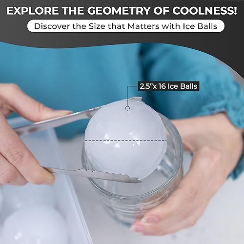 Miniatura 3 de Paquete de 2 bandejas de hielo extra grandes de alta calidad (2.5 pulgadas) (lengüeta + caja) (8 cavidades), molde de hielo esférico para whisky,