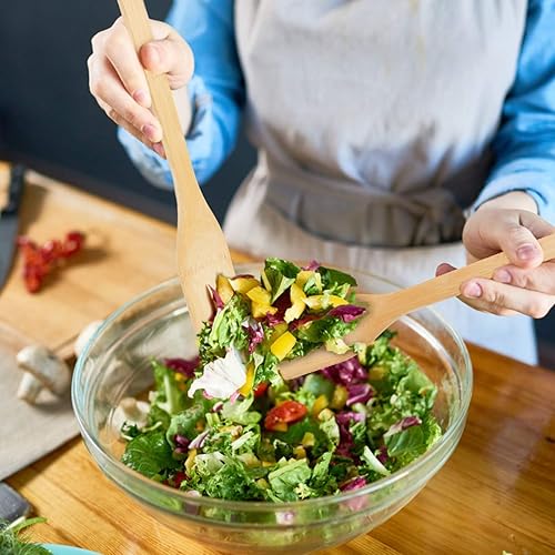 Miniatura 4 de Juego de cucharas y espátulas de madera de bambú 6 piezas de utensilios de cocina y 1 soporte resistente al calor para utensilios de cocina