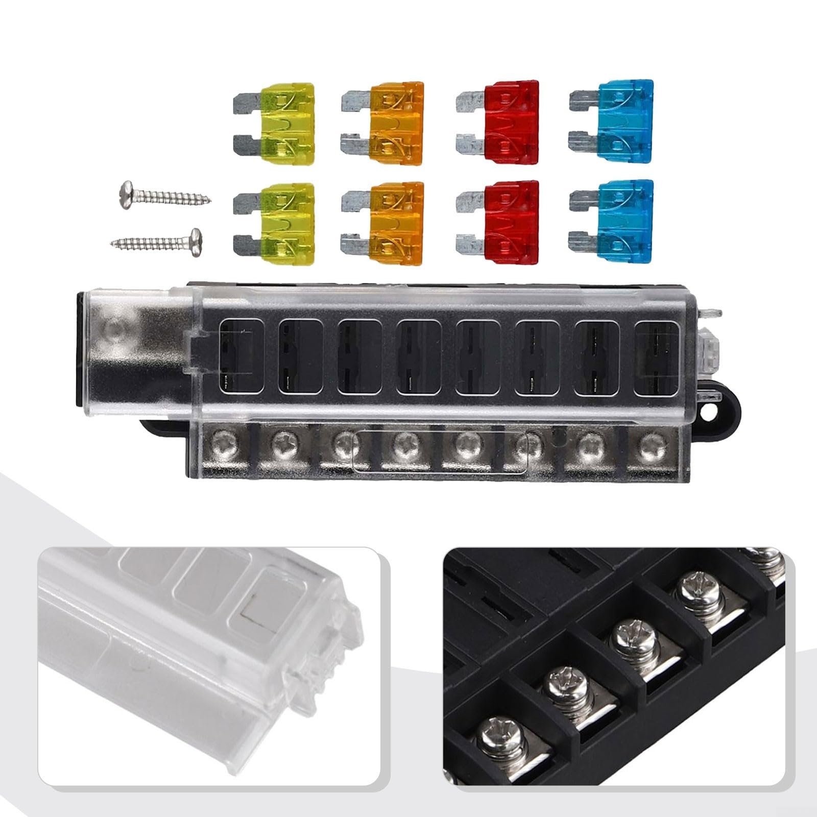 Boîte à fusibles 8 voies, pour camping-car et yacht - Bloc positif - 12 V/24 V - Pour fusibles ATO ATC