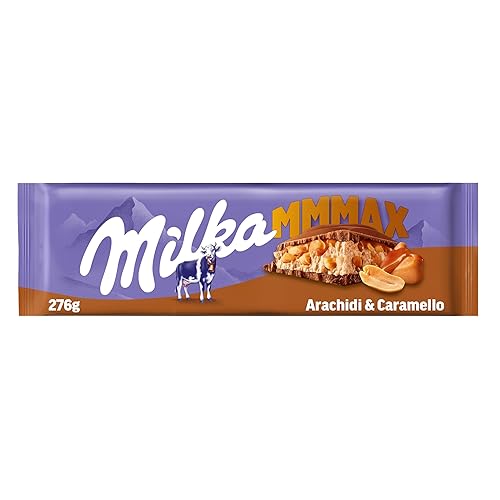 Immagine del prodotto Milka MMMAX, Arachidi e Caramello, Tavoletta di Cioccolato al Latte con Arachidi e Caramello, 100% Latte Alpino, Cacao Sostenibile, 276g