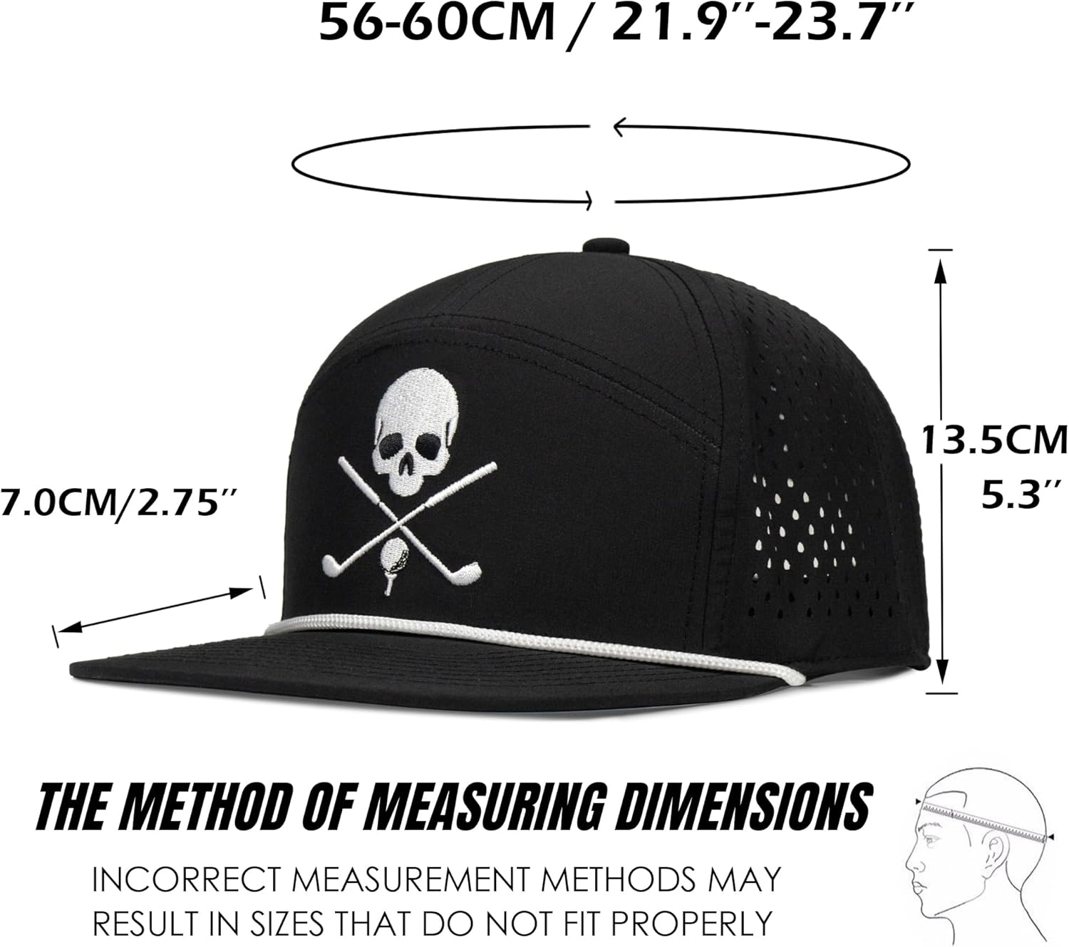 Bamveio Funny Golf Hats Flat Bill for Men Women,Golf Gifts Skull Baseball Cap for Adults Humor - Image 4