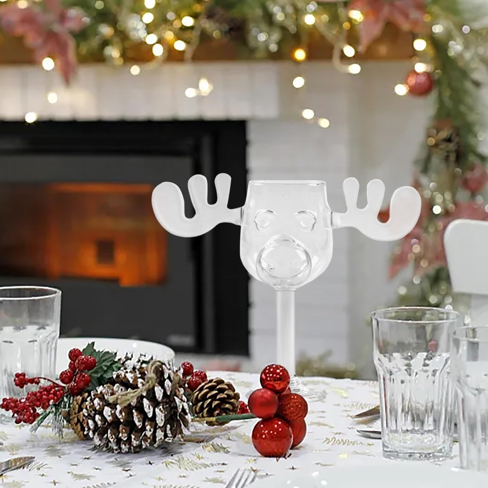 Elch Gläser Weihnachtsglas,Elchgläser Christmas Mug, Elch Glas Moose Mug, Weihnachtsgläser National Weihnachtsurlaub,Dekorationen, Klar, Urlaubsgeschenke für Kaffee, Tee, Getränke (B 1pc) Küche, Haushalt & Wohnen