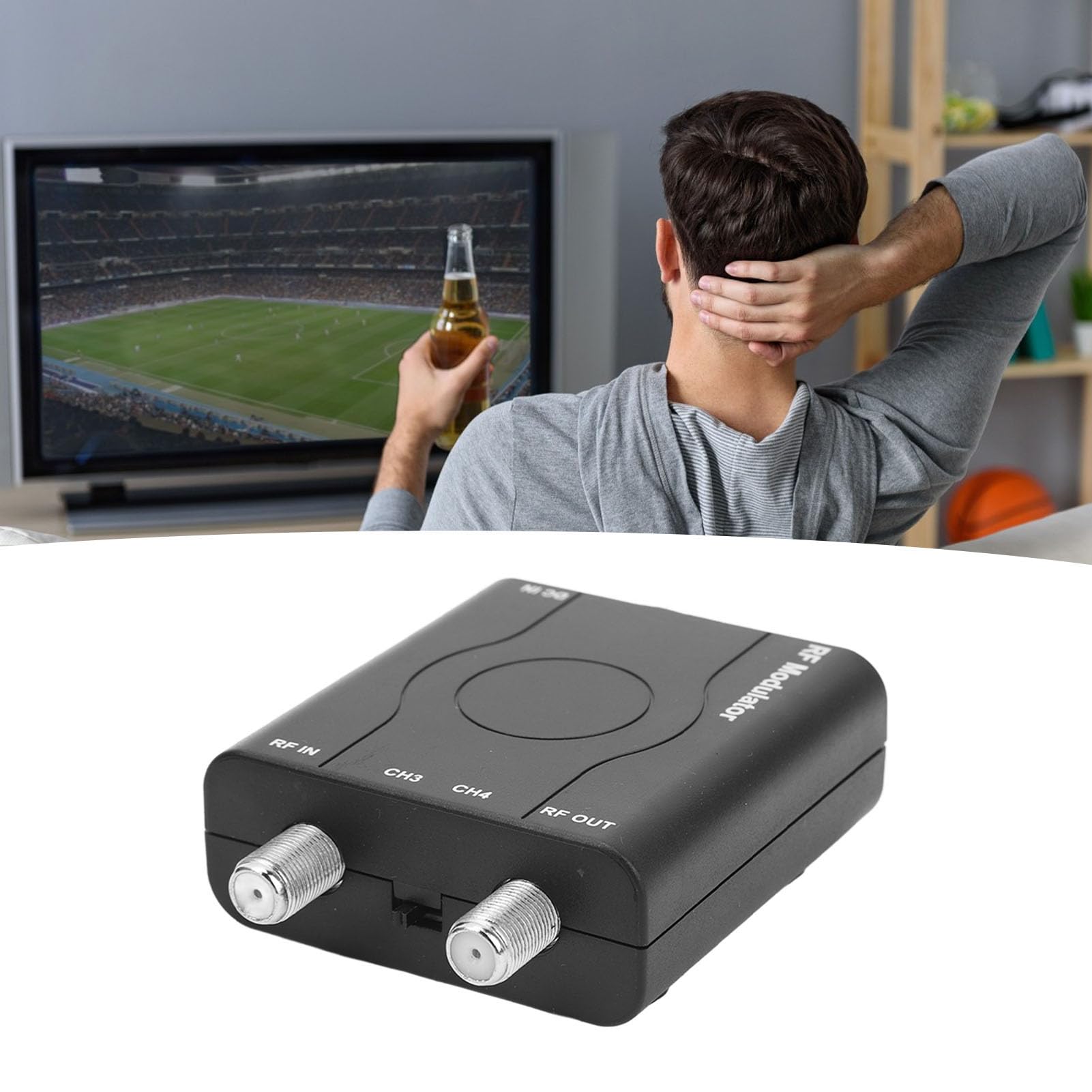 RF Modulator, HD Multimedia Interface Converter w/Antenna in/Out for Fire Stick PS3 Cable Box HD Analog TV, PLL VHF