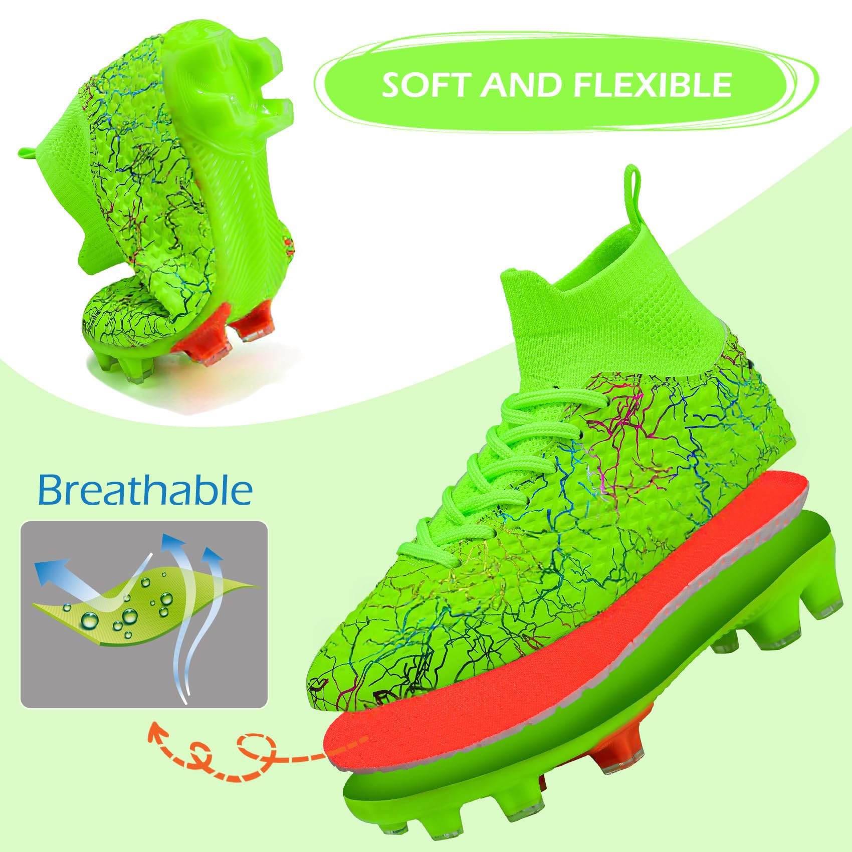 PiDaGlobal Scarpe da Calcio Bambini e Ragazzi Tacchetti da Professionali attività all'aperto Scarpe per Competizioni e Allenamento Scarpe da Calcetto per Adolescenti