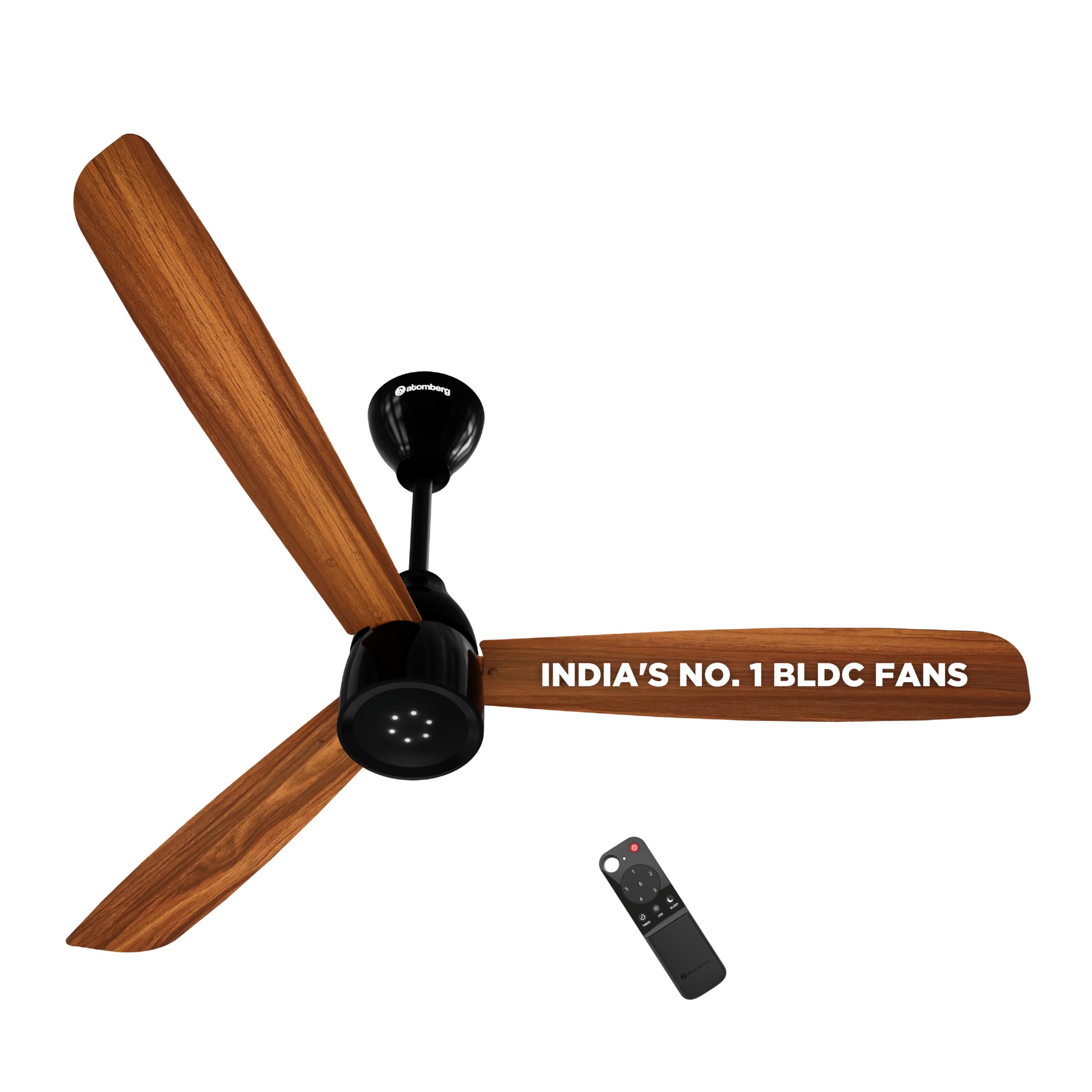 atomberg Renesa Enzel 1200mm BLDC Ceiling Fan with Remote Control |Energy Efficient Ceiling Fan | High Air Delivery with LED Indicators | 1+1 Year War...