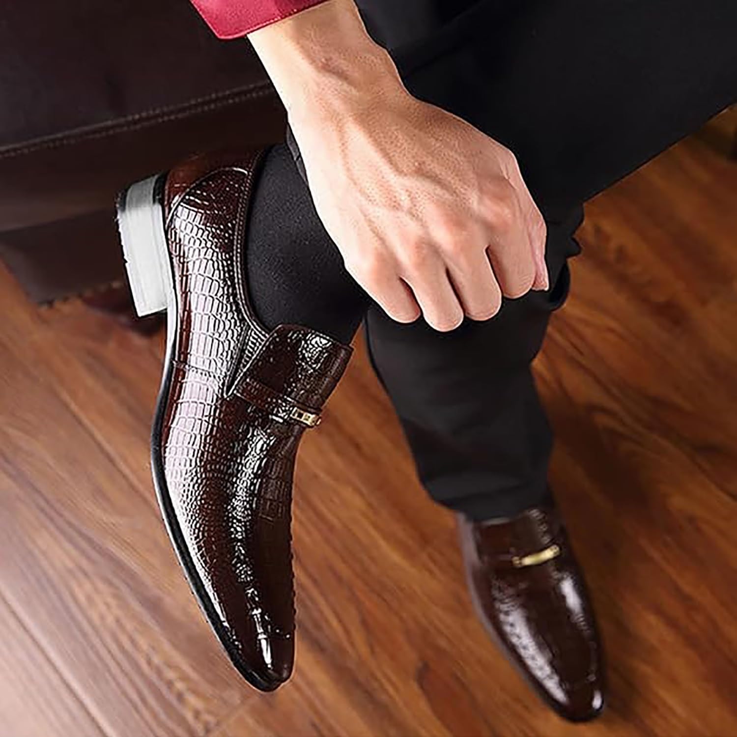 Mocasines de piel sintética for hombre, zapatos de vestir sin cordones, informales, ligeros y transpirables, for uso diario.