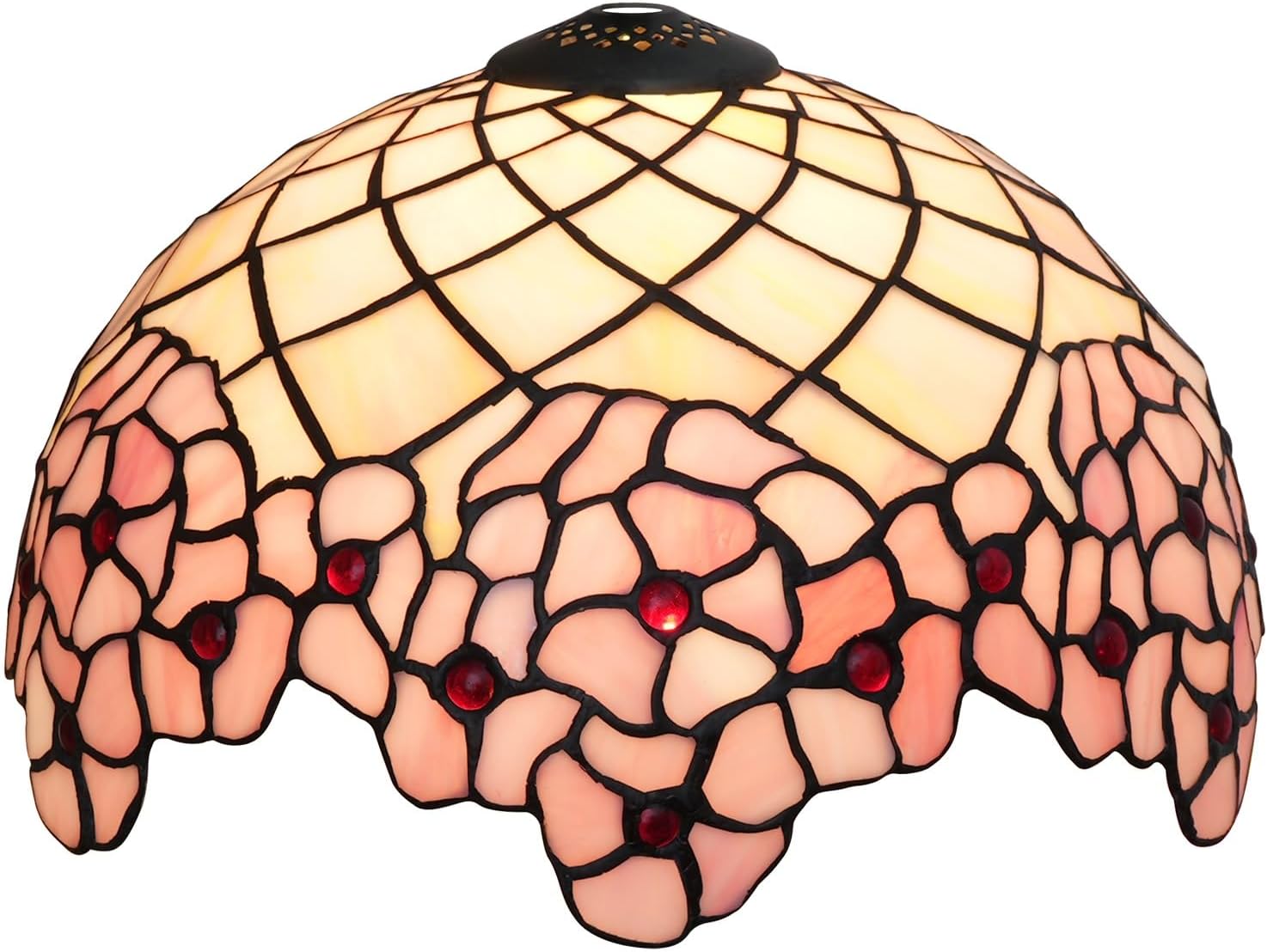 Tiffany Style Lamp Shade, 12 Inch Cherry Blossom Stained Glass Lamp Shade Replacement Pastoral Lamp Cover Accessories Fit for Table Lamp Pendant Light Ceiling Light