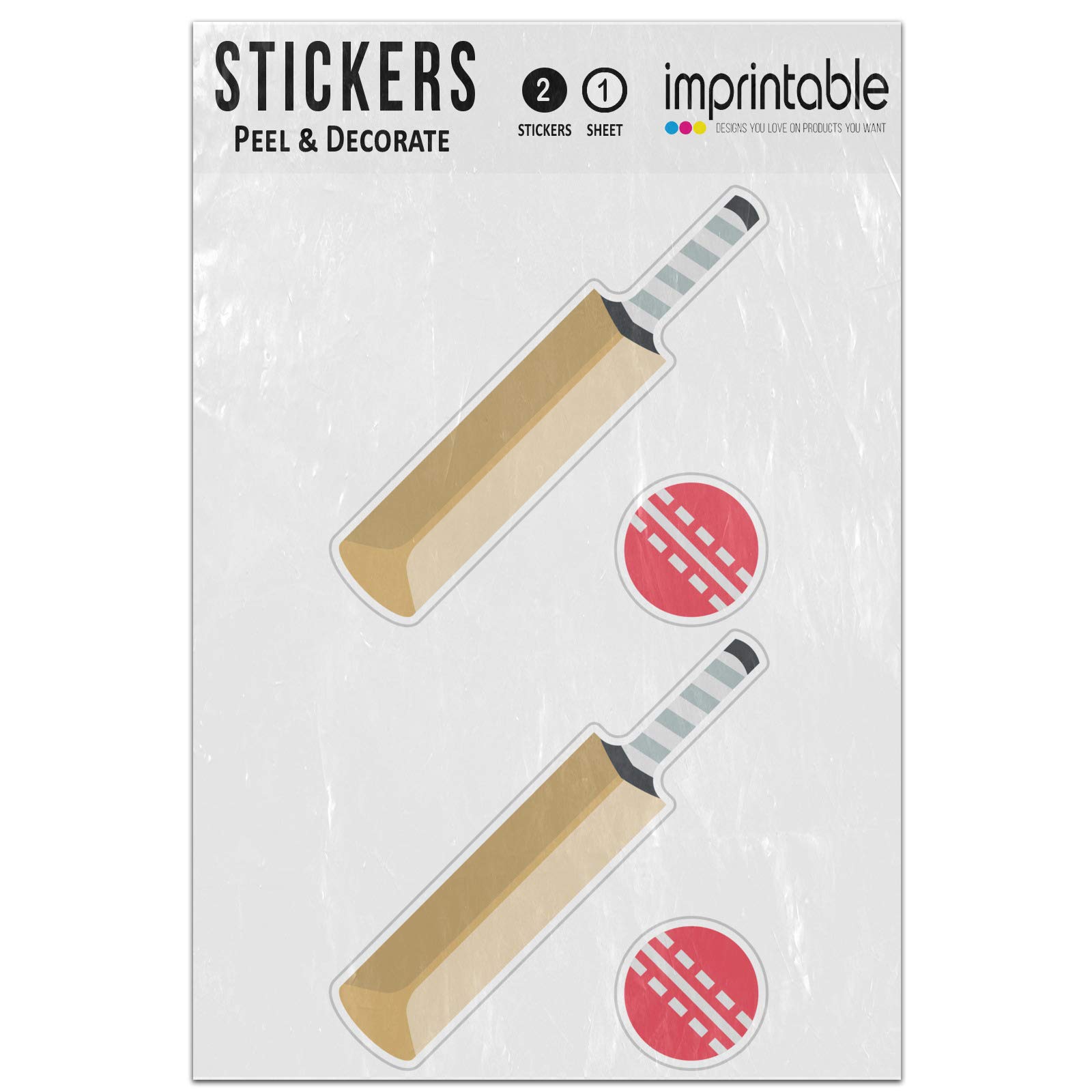 Buy Imprintable Emoji Cricket Bat and Ball Sticker Sheet 2 Stickers