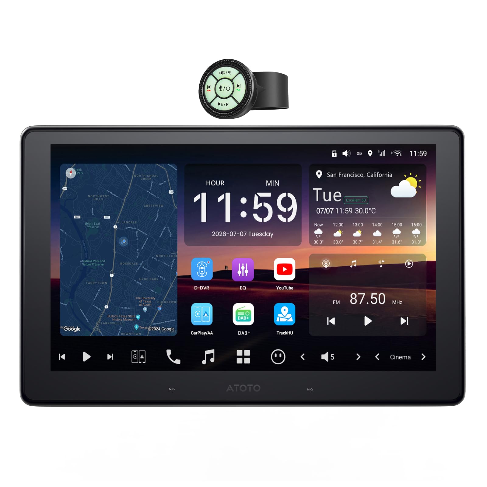 ATOTOZONE AC-44F60 Stile Cinturino Orologio Multiuso Per Volante, Per X10DG211E, DAB+ Autoradio 2 Din Android, Agente AI, Avviso Golden Hour, Protezione Parcheggio, 8G+128G, Carplay Senza Fili