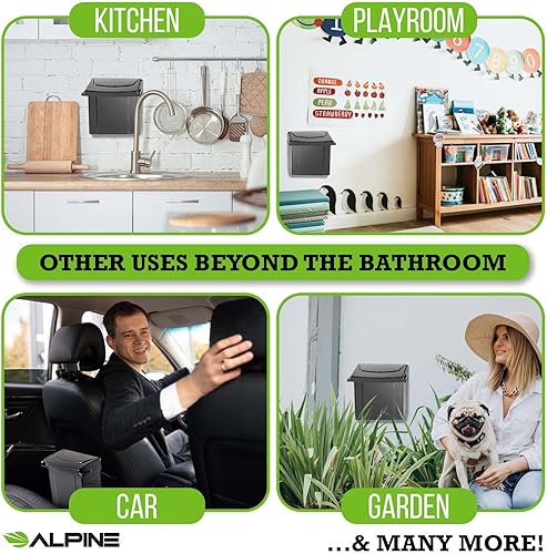 Miniatura 6 de Alpine - Recipiente para servilleta sanitaria, contenedor de eliminación de higiene femenina, cubo de basura montado en la pared con sello de