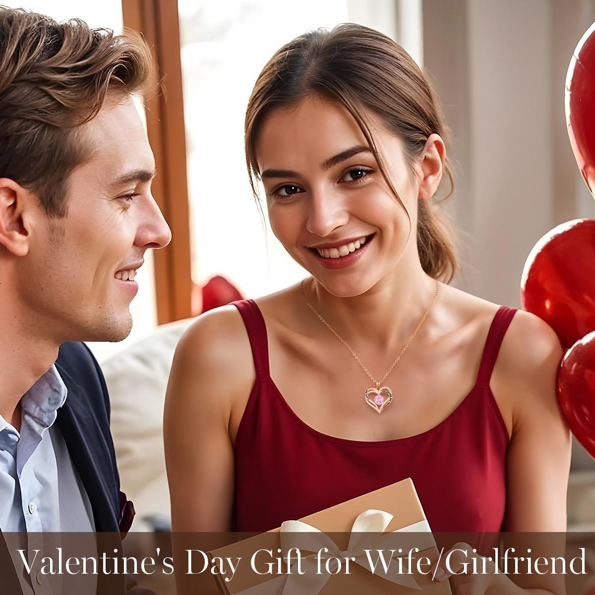 CDE Valentine's Day Gift Forever Love Heart Necklaces for Women, Wedding Anniversary, Birthday Mothers Christmas Day Gifts for Mom, Mother, Wife, S925 Silver Jewelry with Birthstone Pendant - Image 3