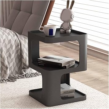 Modern coffee table for living room small fluted End table Upgraded Tea Table Unique side tables Modern Creative shape Design for Balcony BedroomBlack,13.8x13.8x21.3in