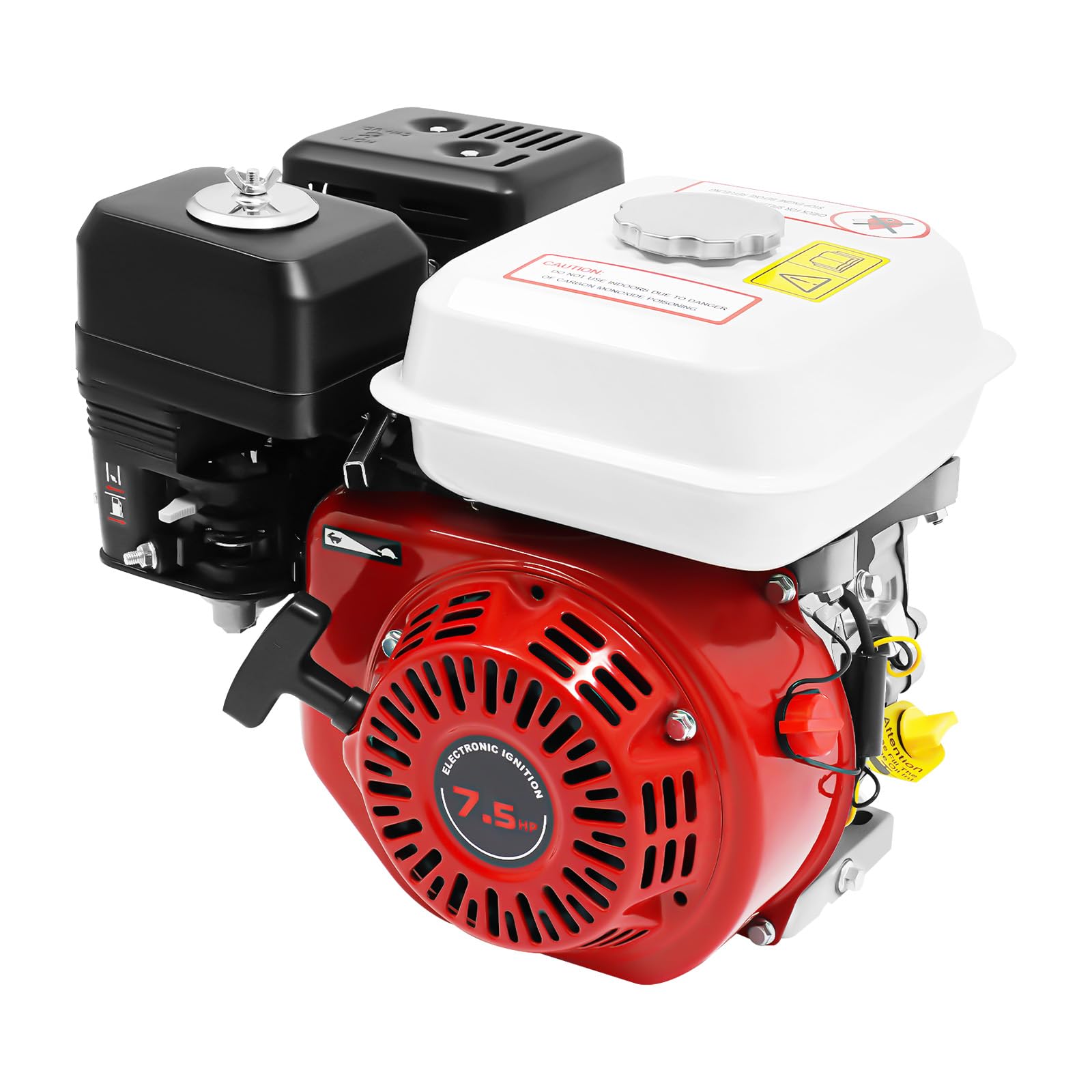 ZHINELY 7.5HP 4-Stroke Petrol Engine 212CC Air-Cooled Gasoline Engine, Gas Engine with 20MM Crankshaft Recoil Start Ohv Large Fuel Tank for Water Pump Generator Go-Kart Farm Garden Equipment (Red)