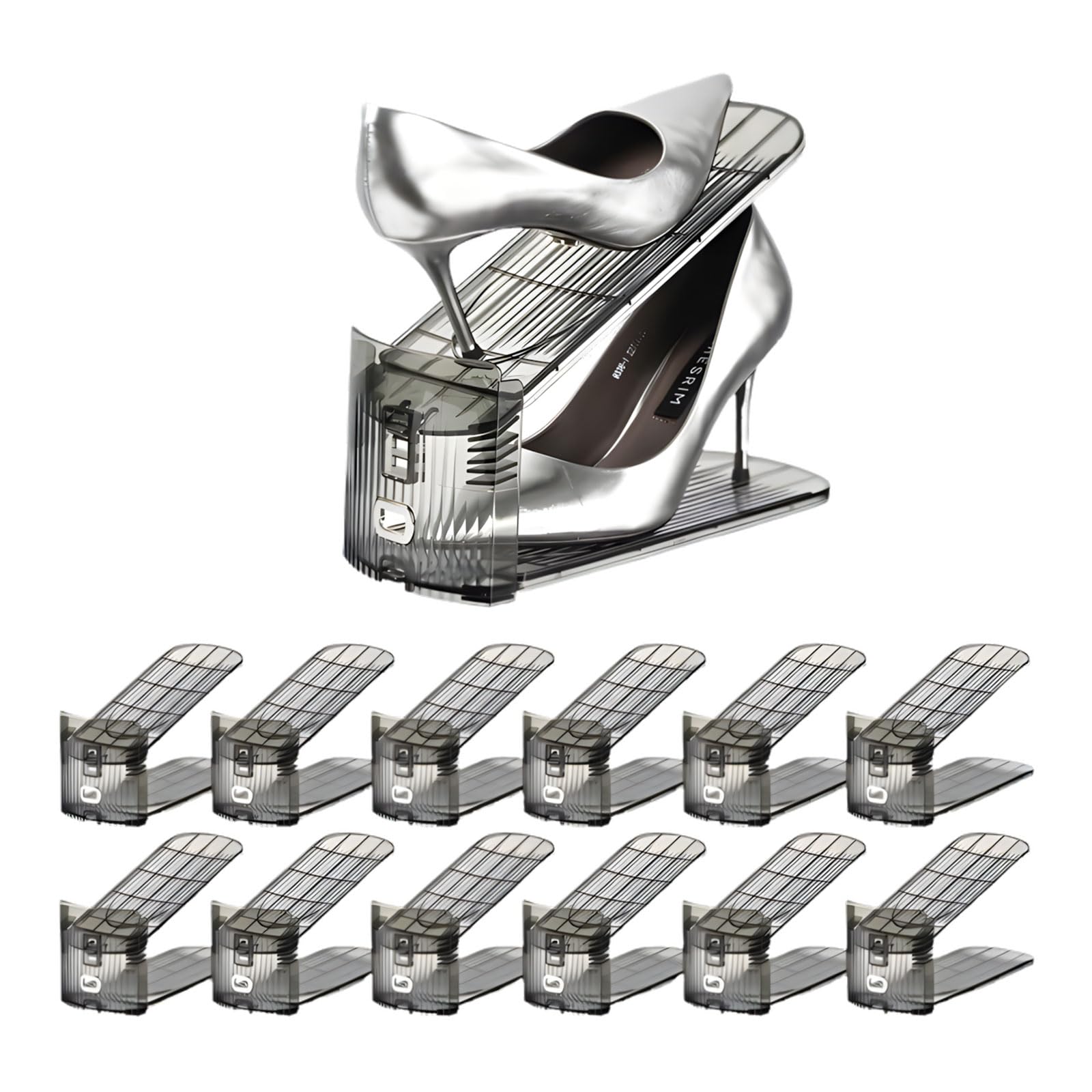 APGLSXY Multi Rank Shoe Presentation Stand 12PCS Set Intelligent Structure Reduces 50% Space in Wardrobe or Hallway Shoe Planner for Closet