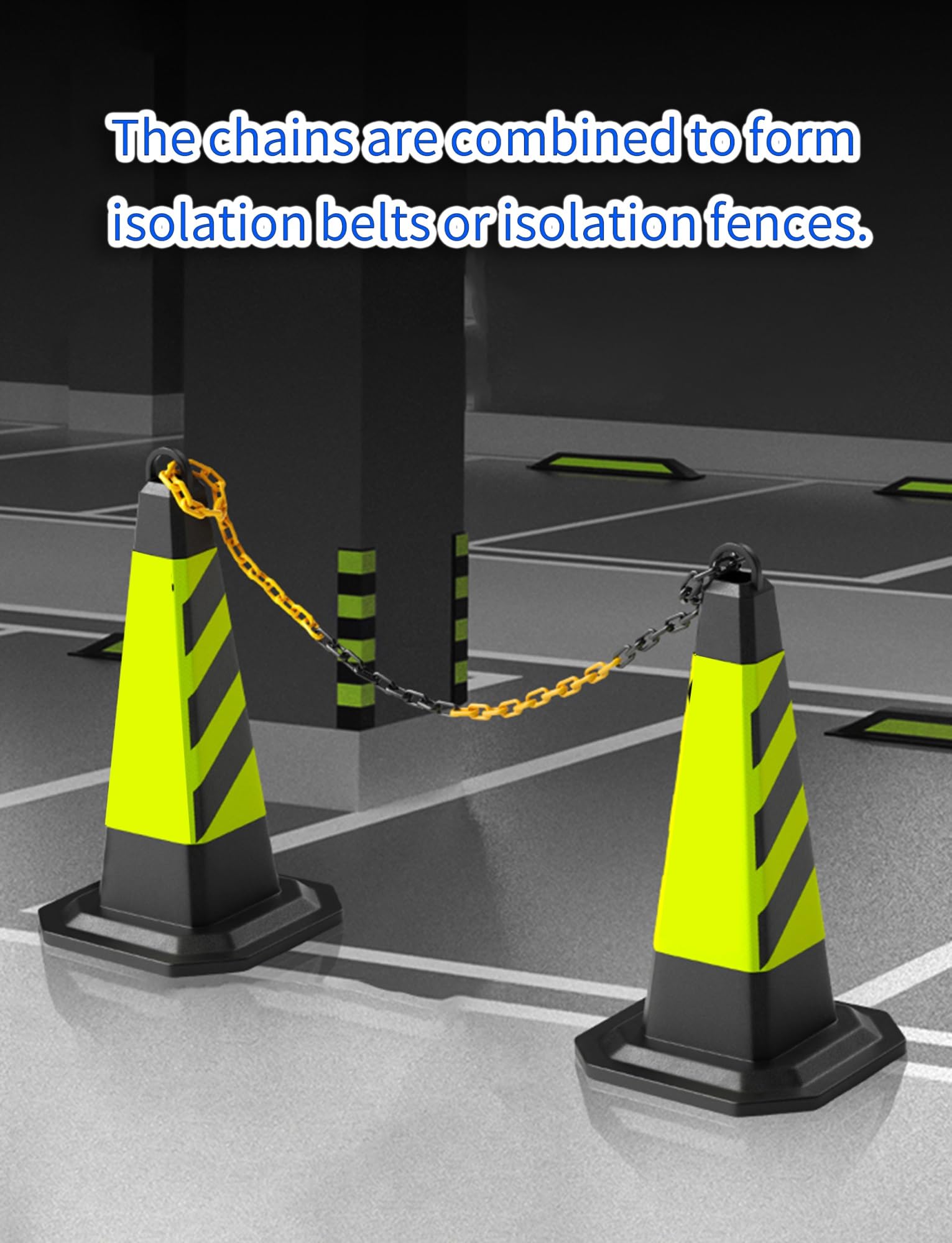 Lot de 4 cônes de signalisation avec poignées de transport faciles, cônes de sécurité/stationnement en caoutchouc et plastique for allée, sports et avertissement routier(35x70cm)