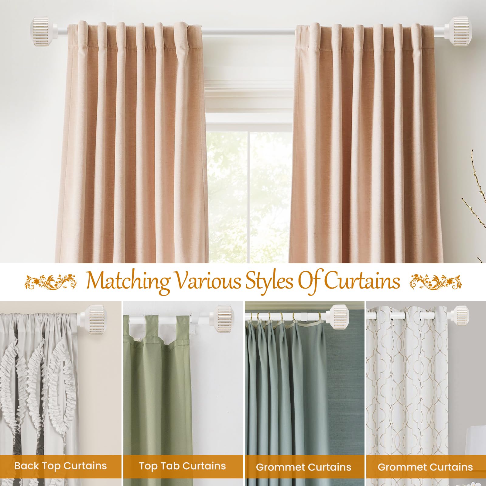 White Curtain Rod - Heavy Duty & 66-120" -6 White Curtain Rod - Heavy Duty & 66-120" -6