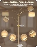 GOEBLESON Lampadaire de salon arc, lampe arquée réglable en hauteur de 158 à 188 cm, lampadaire à intensité variable avec télécommande, avec ampoule LED, beige noir, pour chambre à coucher - 4