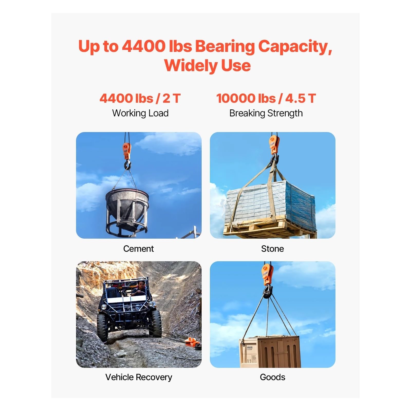 2T Snatch Block Pulley z obrotowym hakiem podnoszącym Offroad Recovery do operacji holowania na ciężarówce Rollback Wrecker Car Hauler
