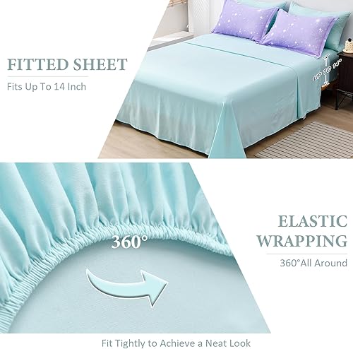 Miniatura 6 de Drucon Juego de edredón arcoíris para niñas, 7 piezas de cama en una bolsa, tamaño Queen, juego de ropa de cama de microfibra ultrasuave (1 edredón,