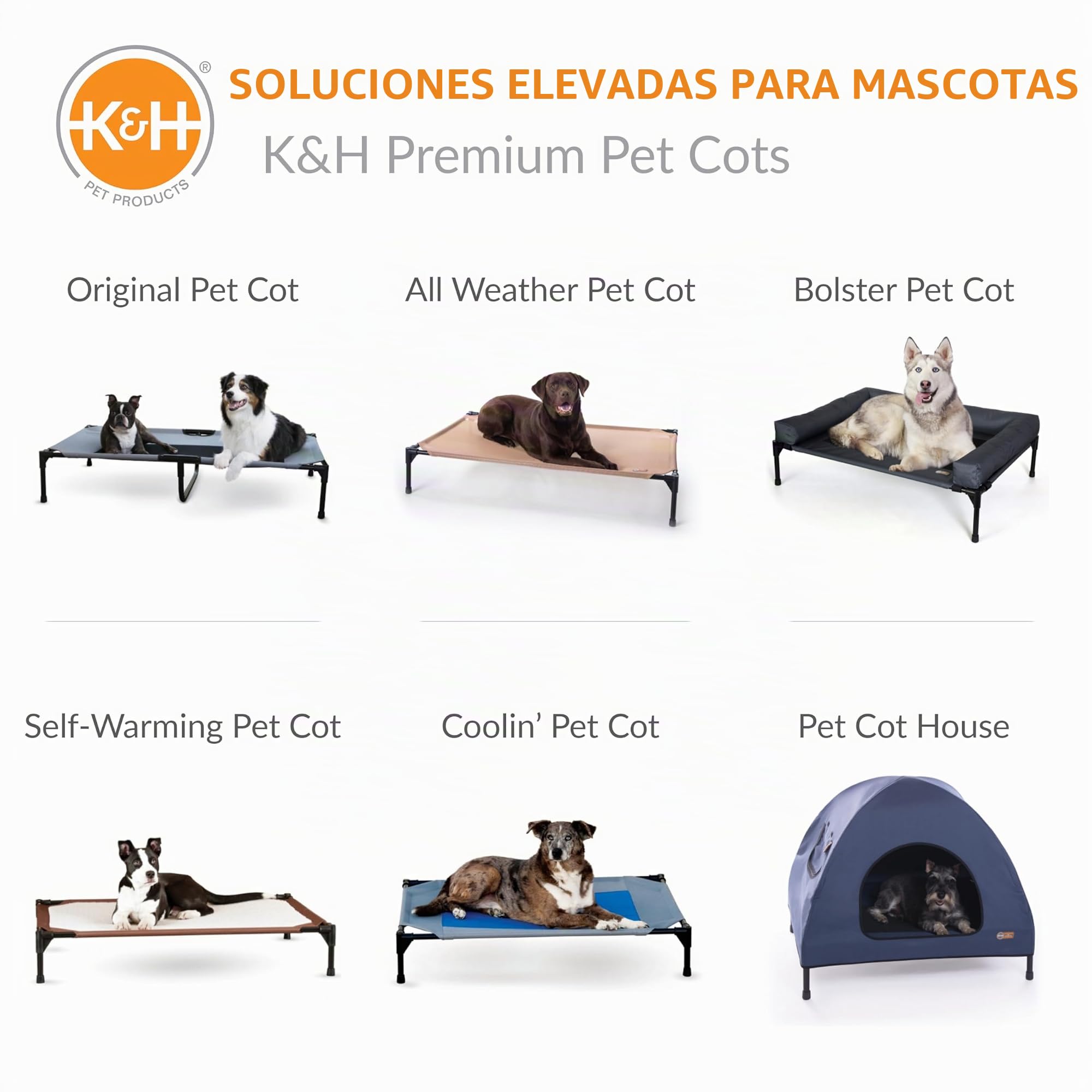 K&H Pet Products Cama Elevada para Perros al Aire Libre - Enfriamiento con Malla Transpirable Lavable para Perros Medianos, Portátil de Plataforma para Mascotas