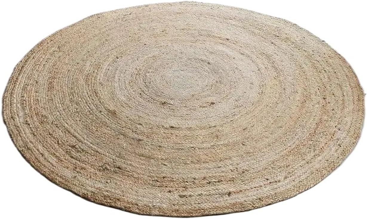 Hand Woven Jute Braided Rug, 4 Round Natural Rugs for Kitchen, Living Room I Farmhouse Decorative