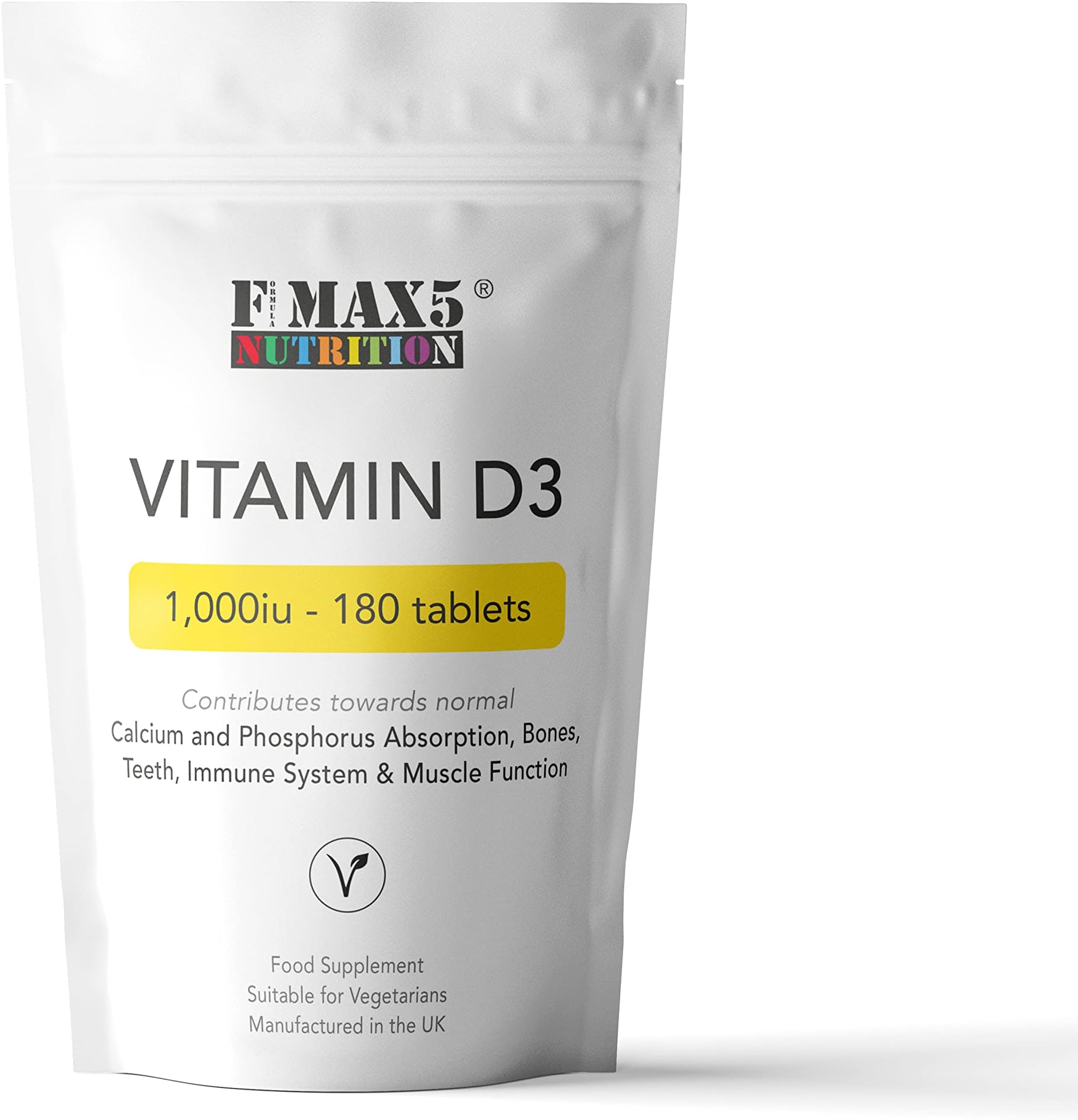 Vitamin D 1000iu | Easy Swallow Micro Tablets | One a Day Cholecalciferol VIT D | Vegetarian High Strength Immune System Support Vitamin D Supplement | UK Made (180)