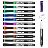 Magnetic Dry Erase Markers Ultra Fine Tip, 0.7mm Extra Fine Point Thin Dry Erase Markers with Eraser for Planning Whiteboard, Calendar Boards, 12 Colors, Low Odor