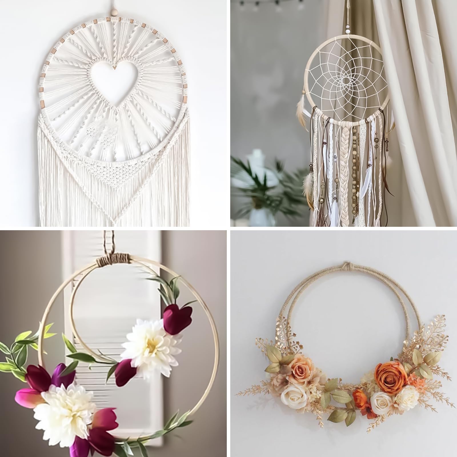 Lot D'anneaux En Bambou Pour Créations DIY - Cerceaux Attrape-rêves, Couronnes, Décorations Murales