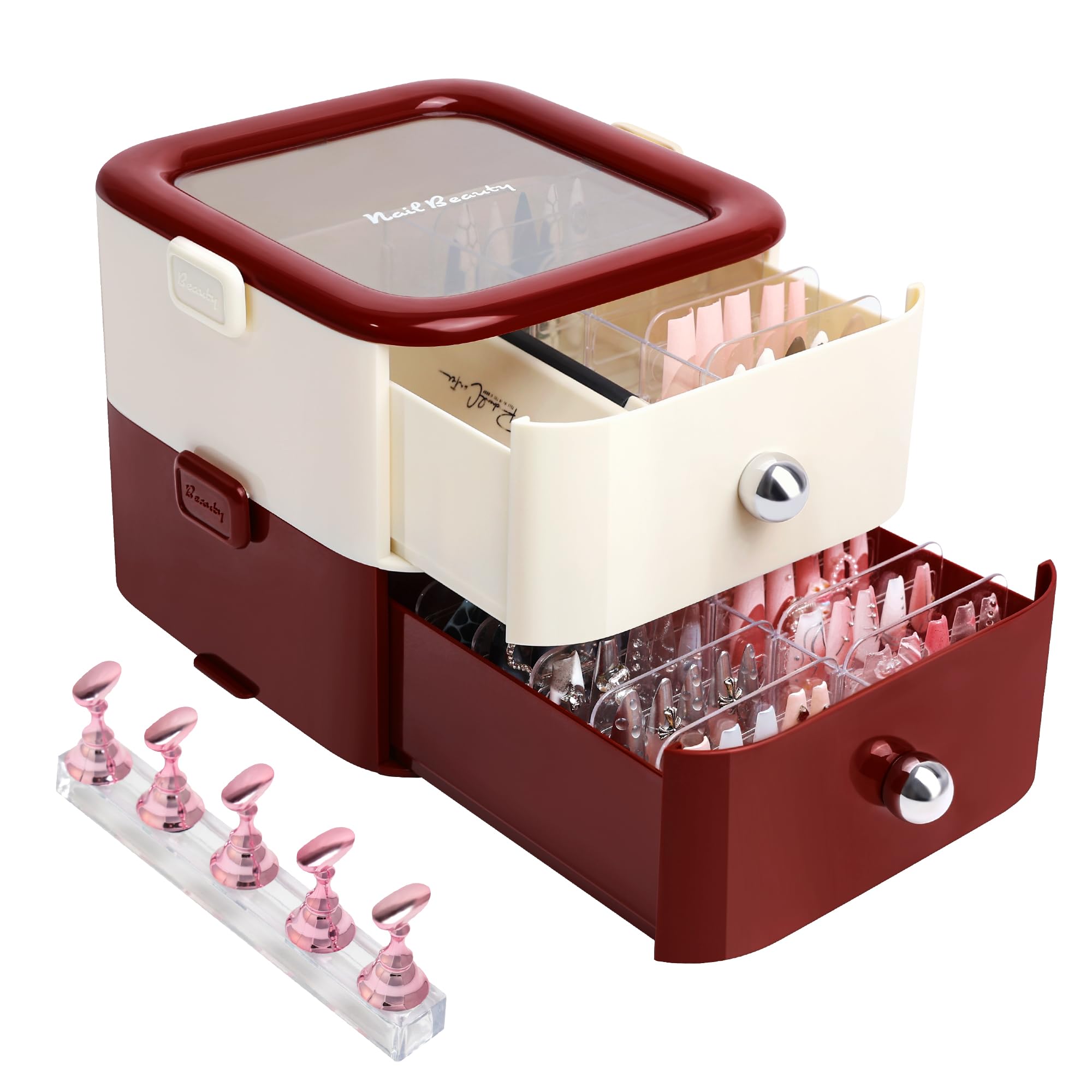 Amazon.com: Makeup Organizer with Drawers,Press On Nail Organizer ...