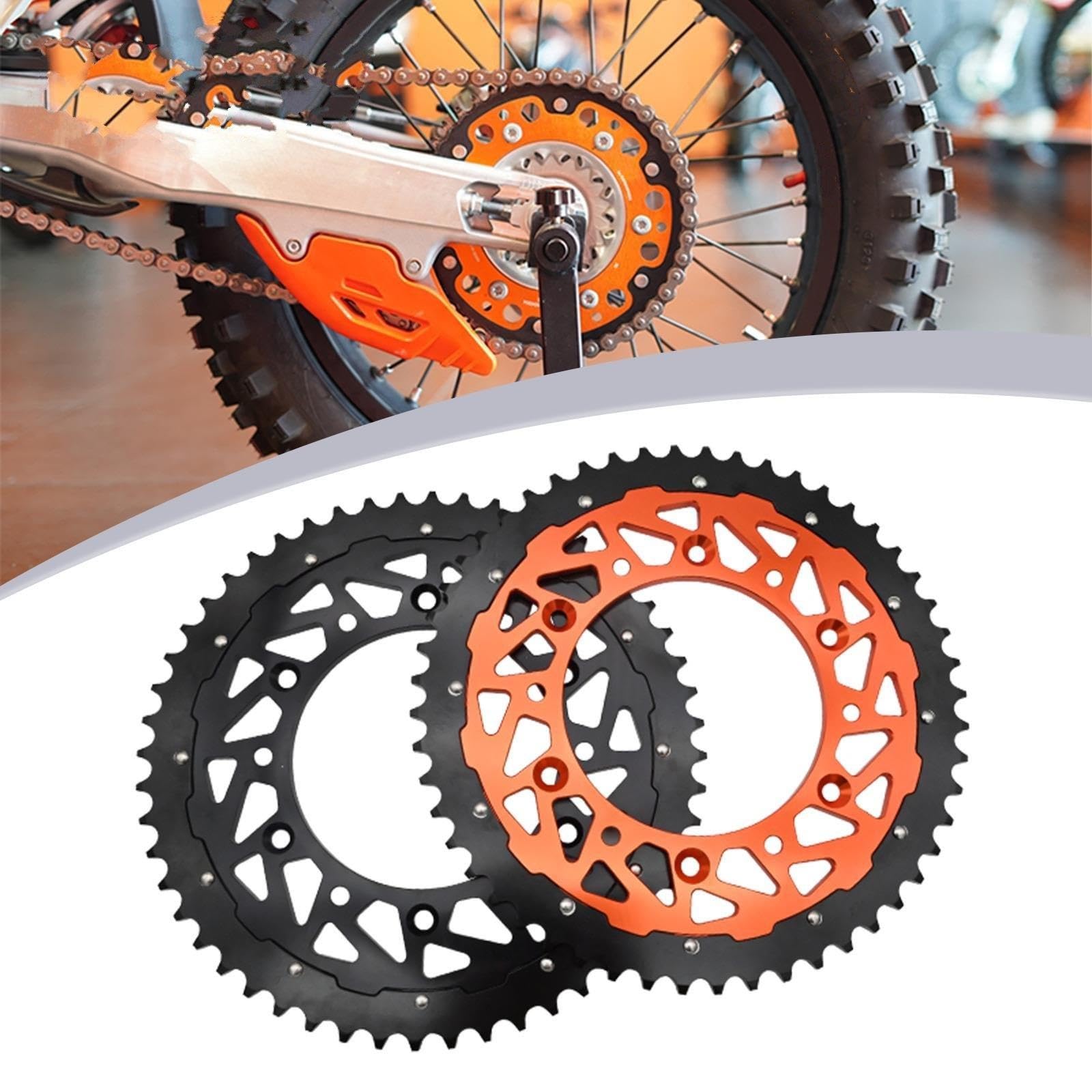 Moto Piñon Delantero， Para 125 Para SX Para SXS Para XC Para XCW Para EXE Para SXF Para EXCF para Enduro 50T 52T Piñón de cadena trasera cadena retenedor placa，(50T Black)
