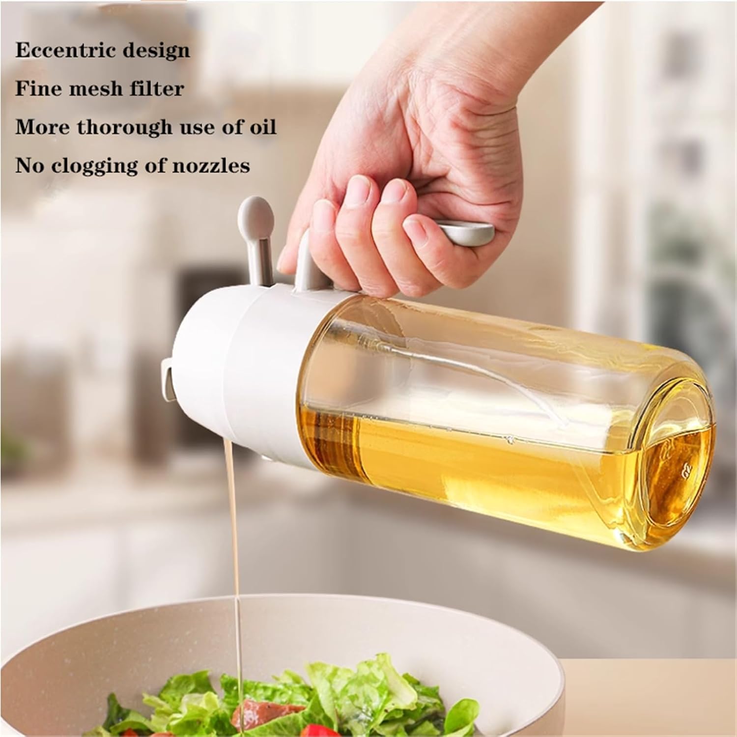 550ml Oil Sprayer, Kitchen Cooking Mist Olive Oil Dispenser, Glass Oil Spritzer Bottle, High Capacity, for Air Fryer, Salad, Frying, BBQ, 2 Pcs(Yellow)