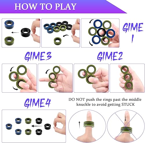 Vista 51 de Cevioce Paquete de 15 anillos magnéticos Fidget Toys Finger Spinner Pack