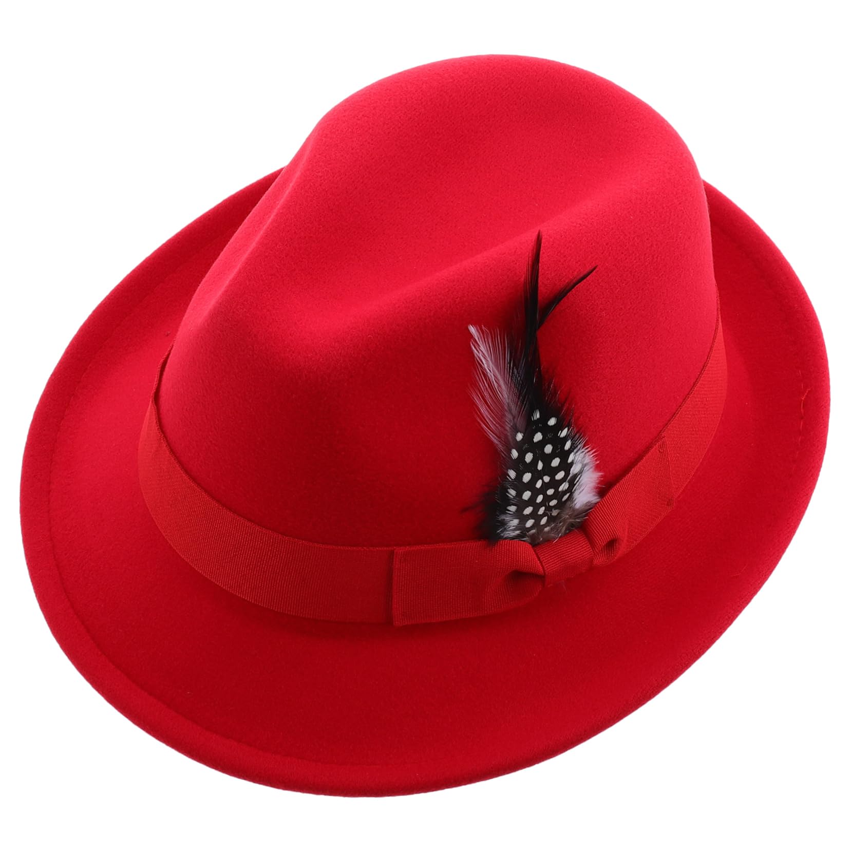 Beavorty Trendy Felt Hats for Men Fashionable Hat German Men Felt Flat Brim for Summer Red