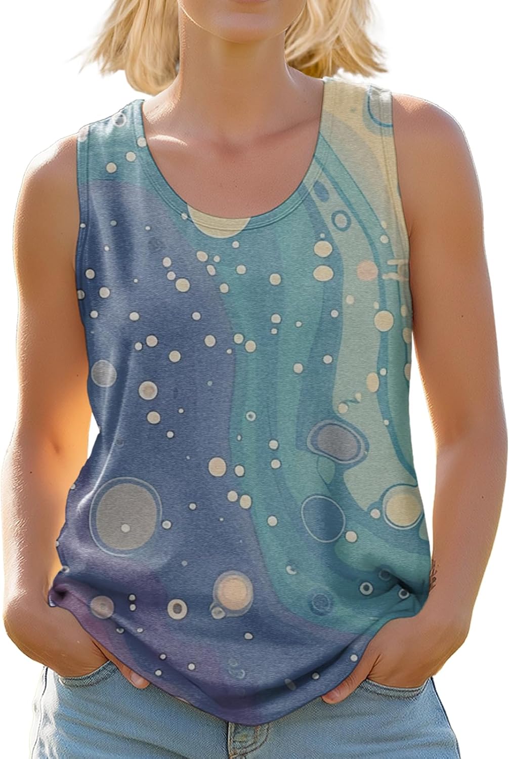 domirica Tank Tops for Women Loose Fit Casual Summer Fashion Trendy Sexy Crewneck Pullover Cropped Sleeveless Tshirts