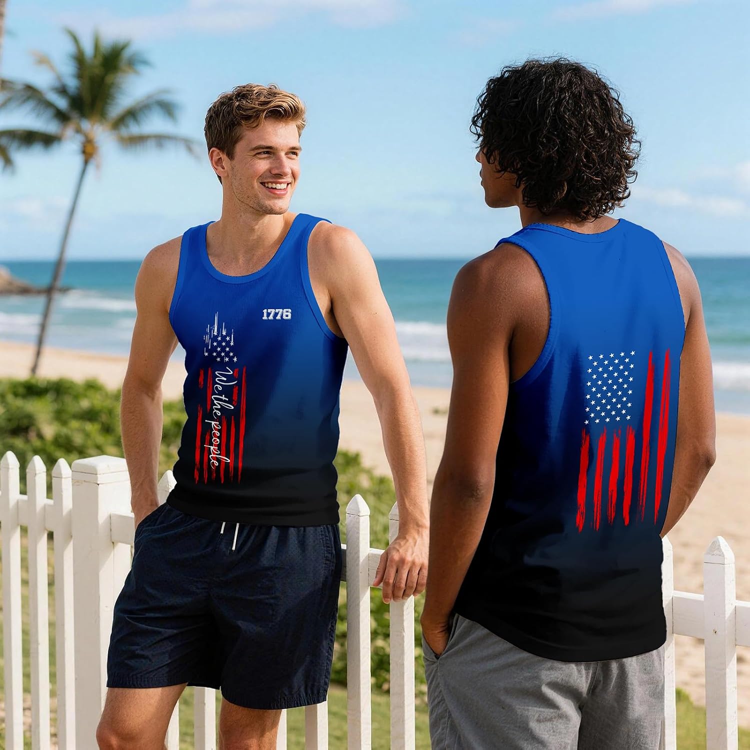 Tank Tops Men Graphic Mens Tank Top Summer Sleeveless Shirts for 4th of July Men’s Tank Tops Casual Beach