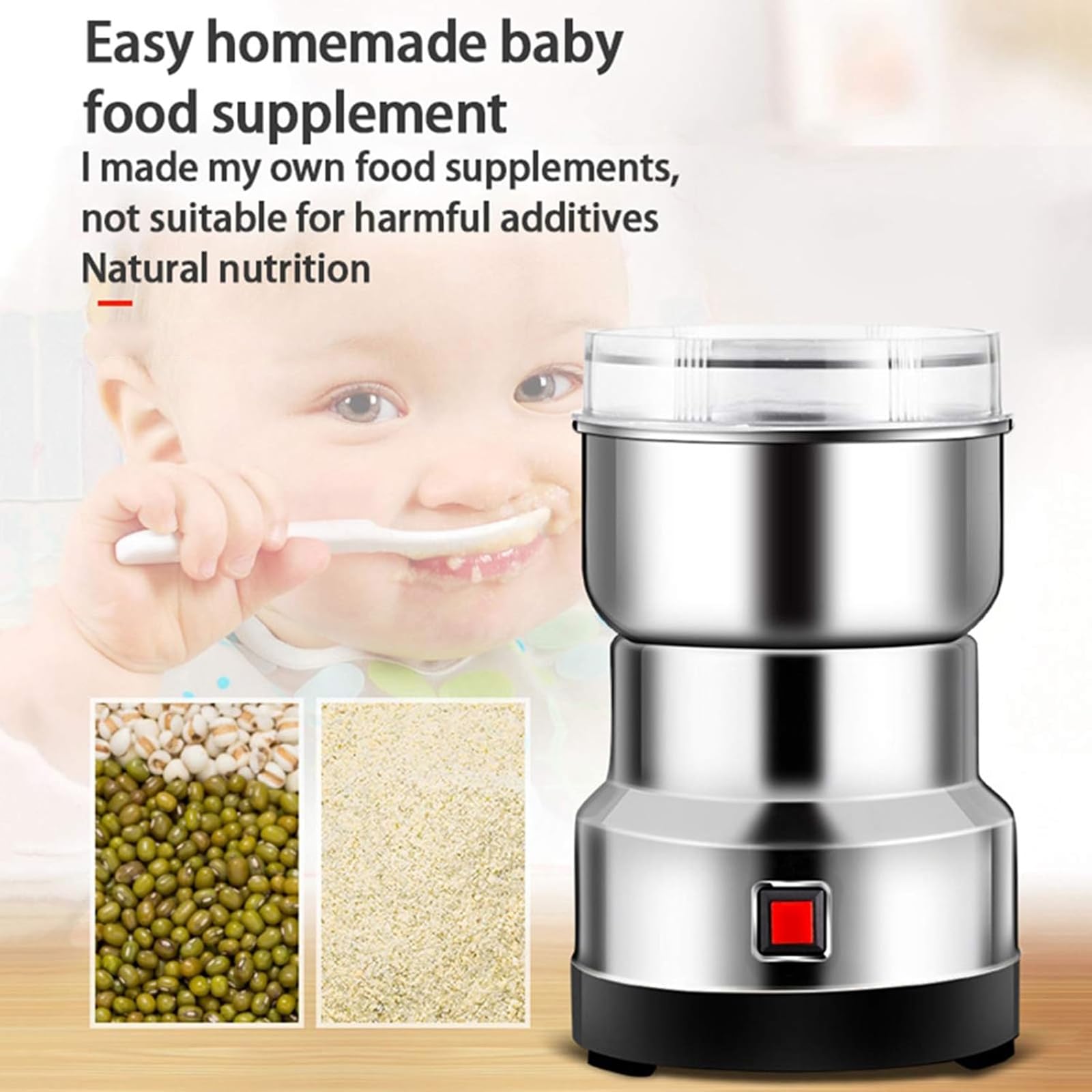 Molinillo Eléctrico De Alimentos De 150 G, Multifuncional De 150 W, Con Cuchilla De Acero De Cuatro Hojas Y Cubierta Protectora Transparente, Potencia De 550 W, Molienda Rápida, Para Granos De Café