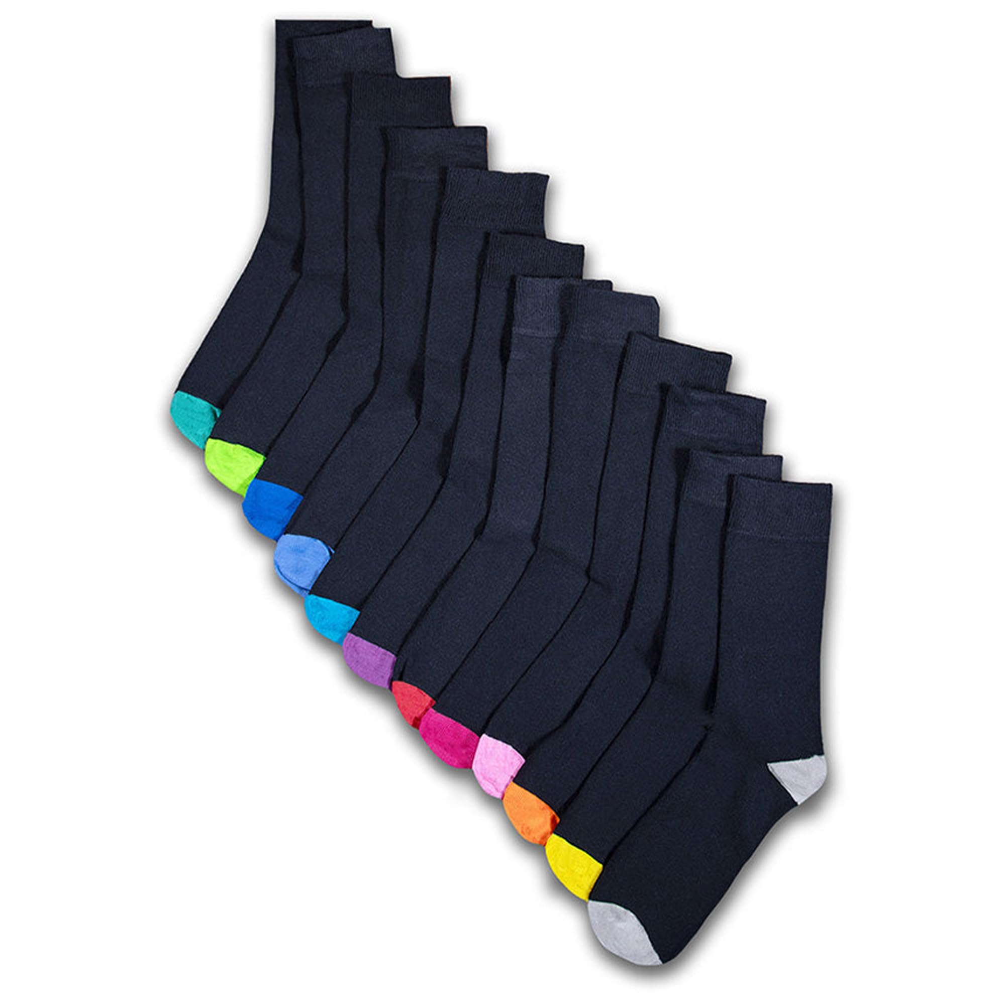 Mens Black Colour Heel and Toe Socks - 12 Pack - Comfortable, Everyday, Cotton Rich Breathable Socks - Mens UK Shoe Size 6-11